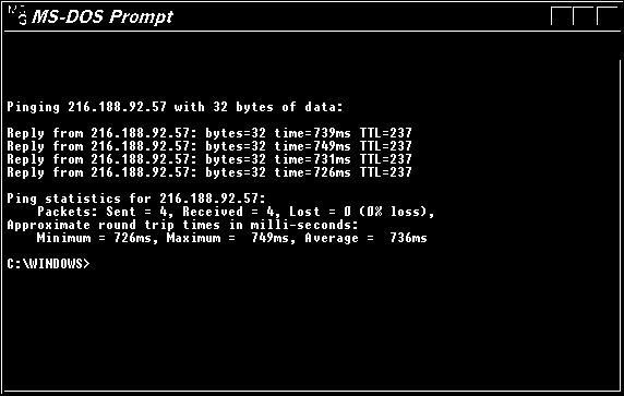 output of ping command