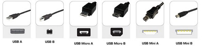  variety of USB connectors