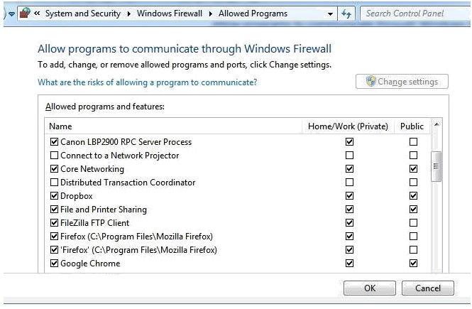 programs that are allowed/dis-allowed