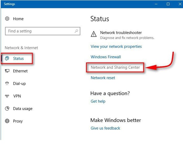Network and Sharing Center