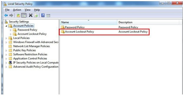 Changing account lockout policy