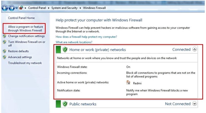 Windows 7/8/8.1/10 firewall