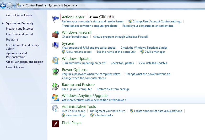 UAC settings in Windows 7 