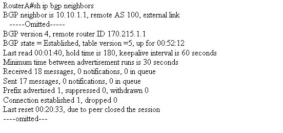 show ip bgp neighbors command output