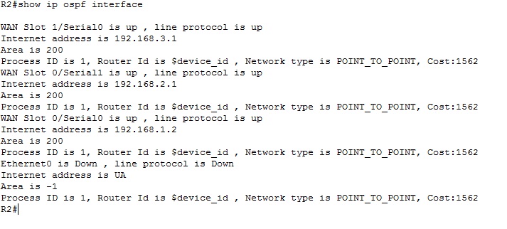 show ip ospf interfaces command output