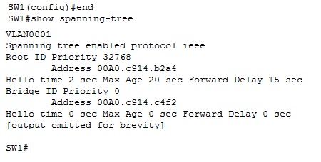show spanningtree command output