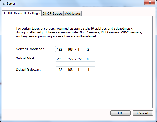 step2 to configure DHCP server