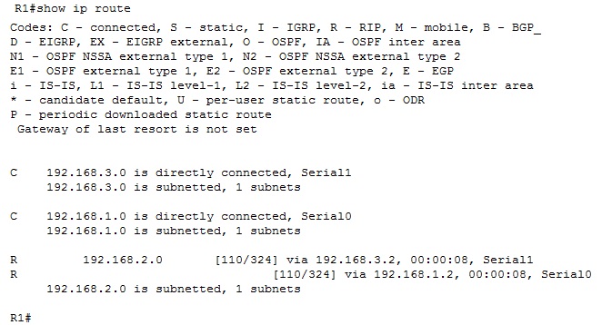 Show IP route command output