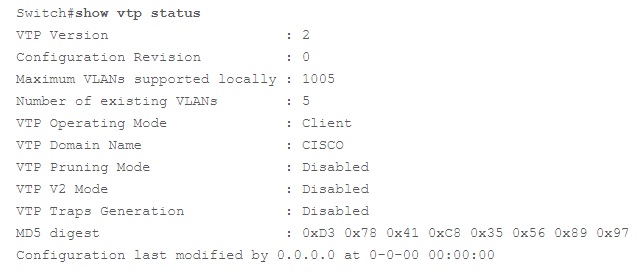 show vtp status command output